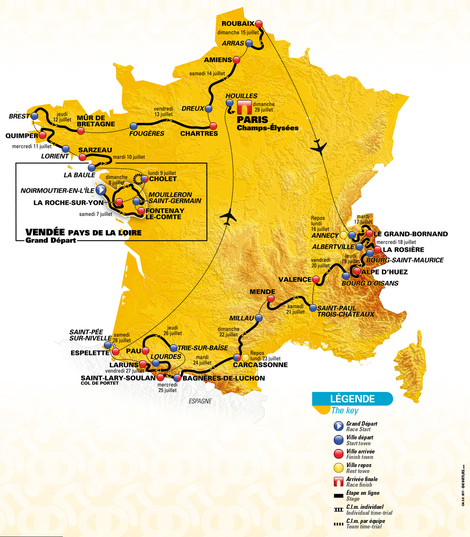Streckenkarte Tour de France 2018